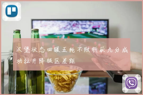 汉堡状态回暖五轮不败斩获九分成功拉开降级区差距